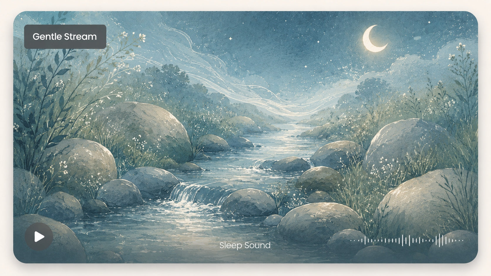 Rain sounds sleep card