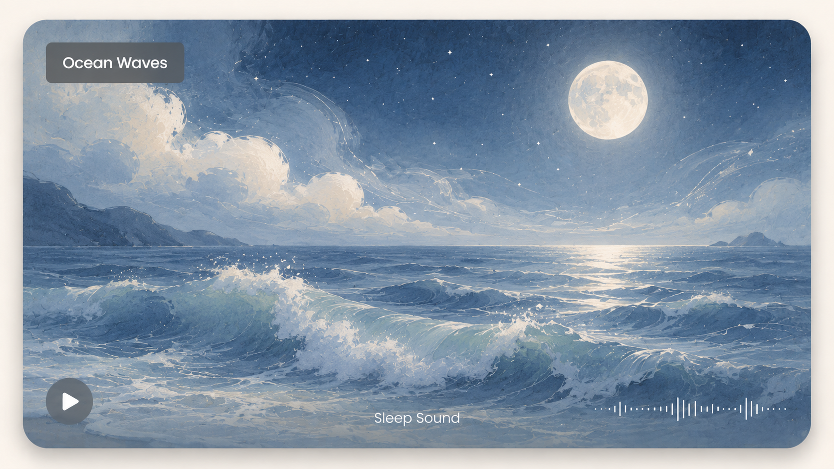 Ocean waves sleep card