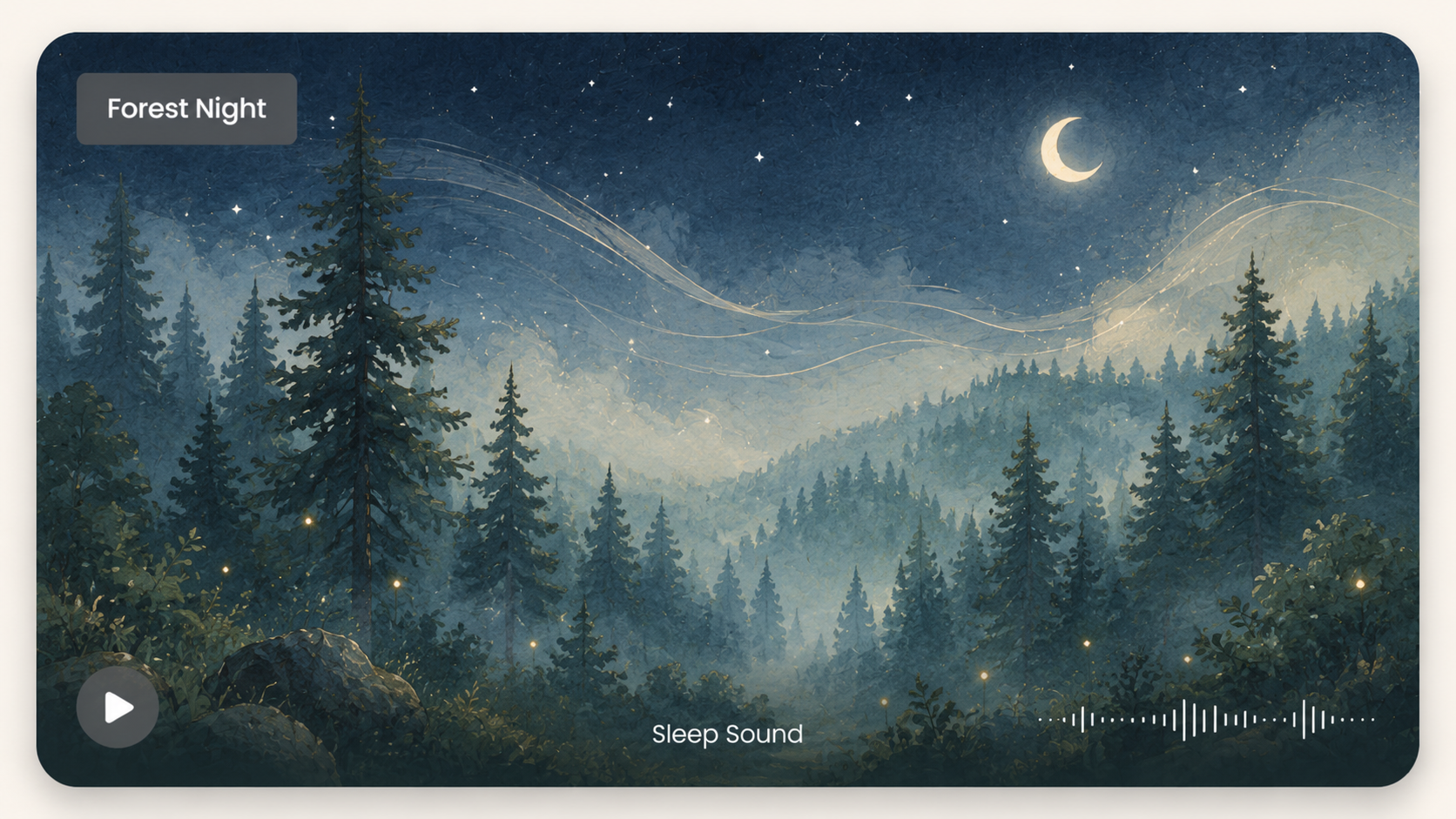 Forest night sleep card