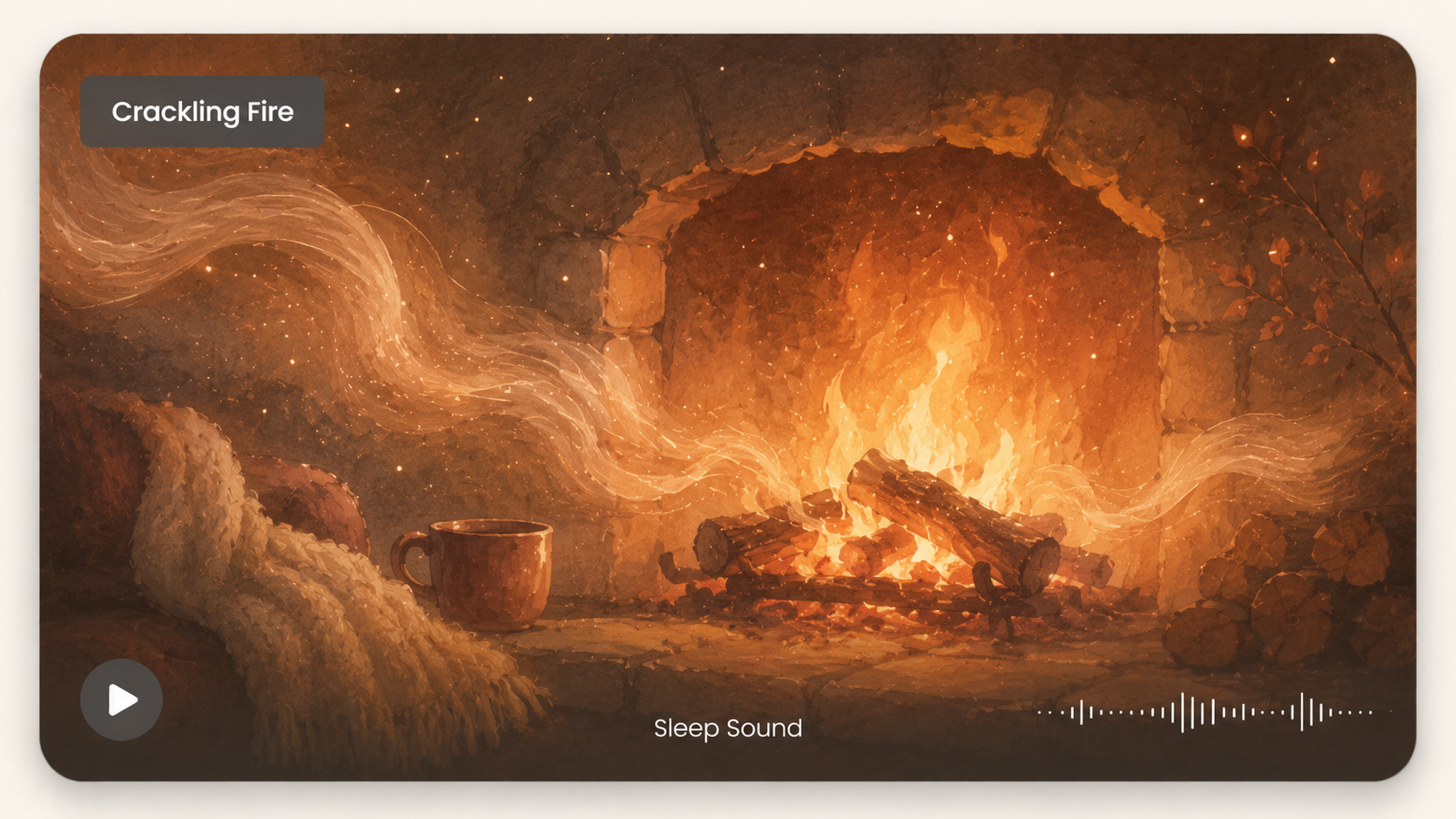Crackling fire sleep card