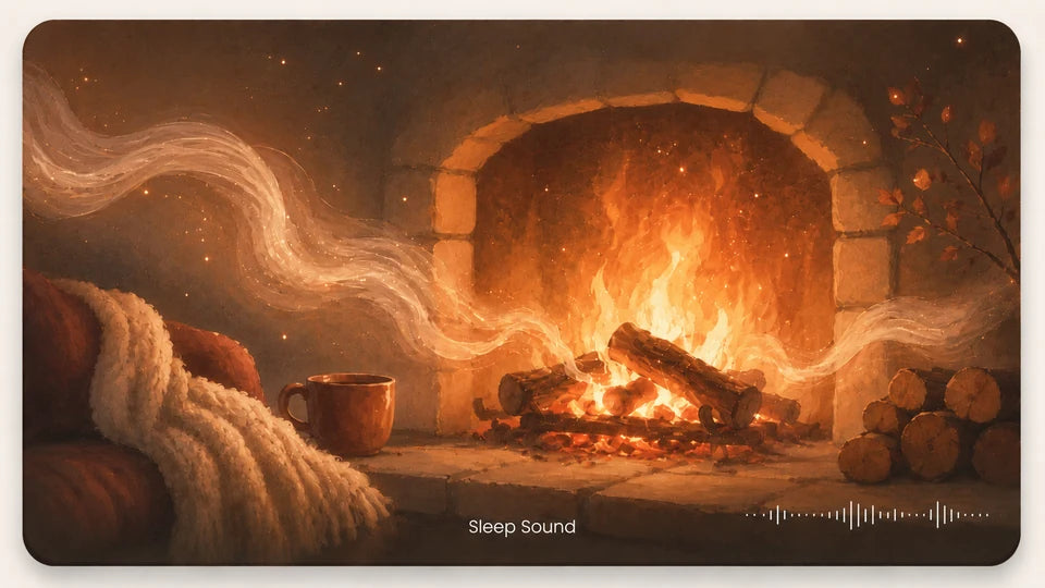 Crackling fire sleep card